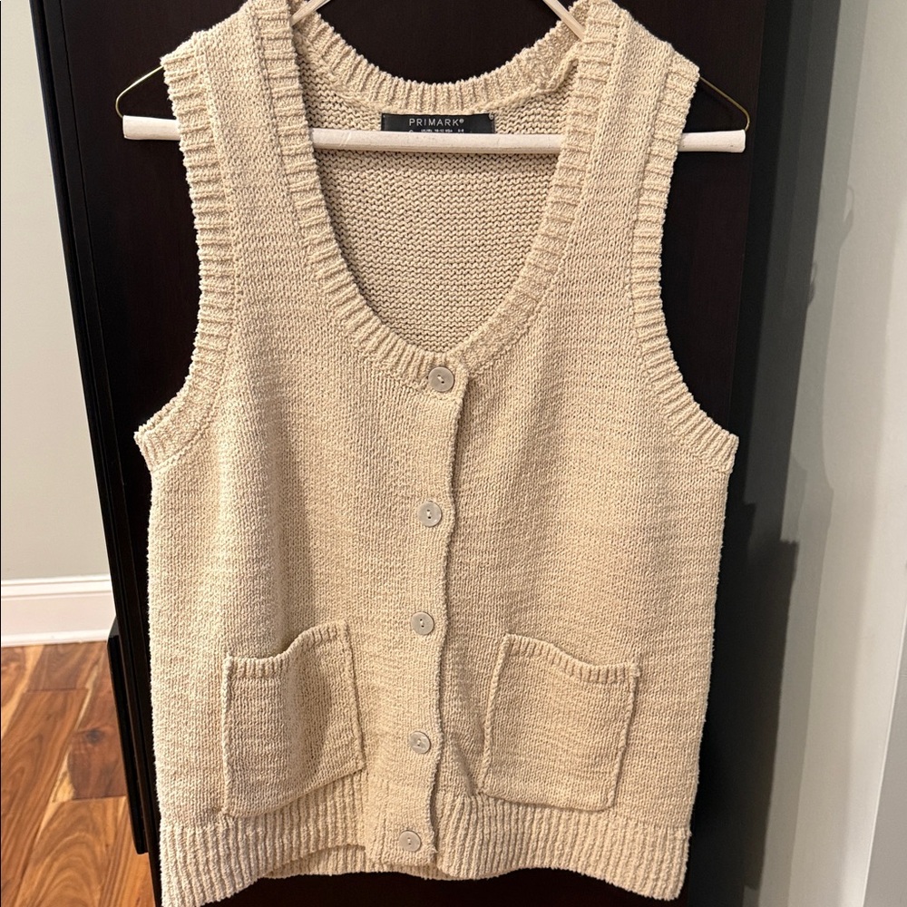 Primark Women's Beige Knit Cardigan Vest
